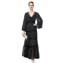 High-end fairy print long dress 250505
