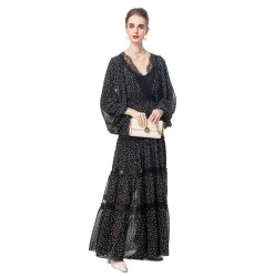 High-end fairy print long dress 250505
