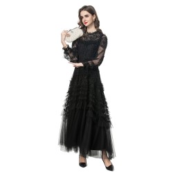 2025 Luxury Embroidered Round-neck Retro Mesh Tulle Dress Dress 250705
