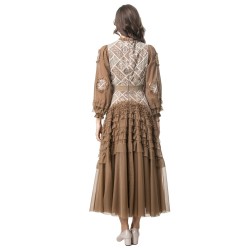 Women's Dress with mesh embroidery and sequins, elegant dress 250702