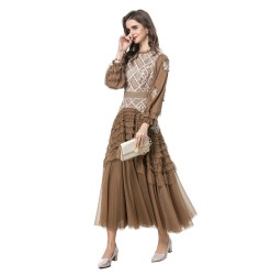 Women's Dress with mesh embroidery and sequins, elegant dress 250702